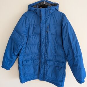 L.L. Bean Goose Down Puffer Jacket Removable Hood Blue Mens M